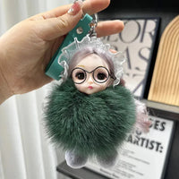 Spectacled Baby Girl Fur Keychain - Bear Hugs