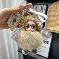 Spectacled Baby Girl Fur Keychain - Bear Hugs