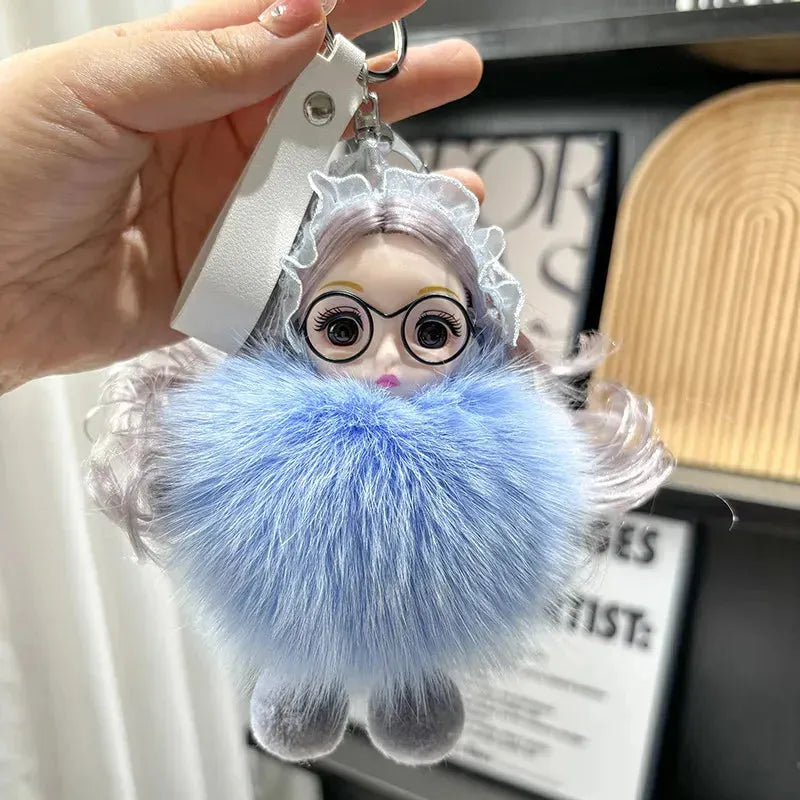 Spectacled Baby Girl Fur Keychain - Bear Hugs