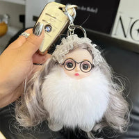 Spectacled Baby Girl Fur Keychain - Bear Hugs