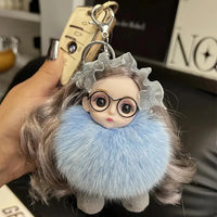 Spectacled Baby Girl Fur Keychain - Bear Hugs