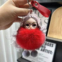 Spectacled Baby Girl Fur Keychain - Bear Hugs