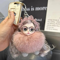 Spectacled Baby Girl Fur Keychain - Bear Hugs