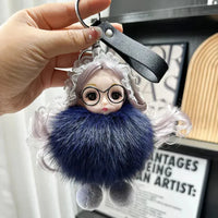 Spectacled Baby Girl Fur Keychain - Bear Hugs