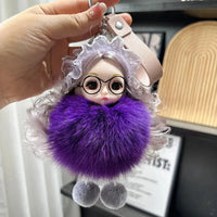 Spectacled Baby Girl Fur Keychain - Bear Hugs