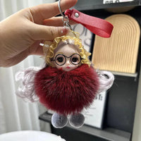 Spectacled Baby Girl Fur Keychain - Bear Hugs