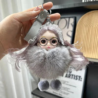 Spectacled Baby Girl Fur Keychain - Bear Hugs