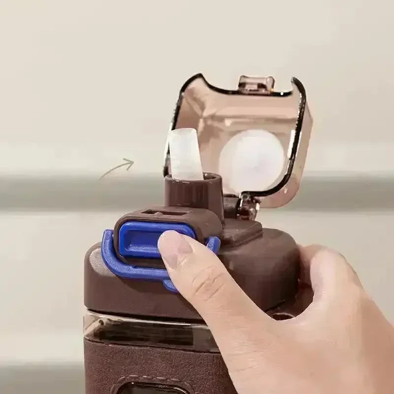 Square Motivational Straw Water Bottle (700 ml) - Bear Hugs