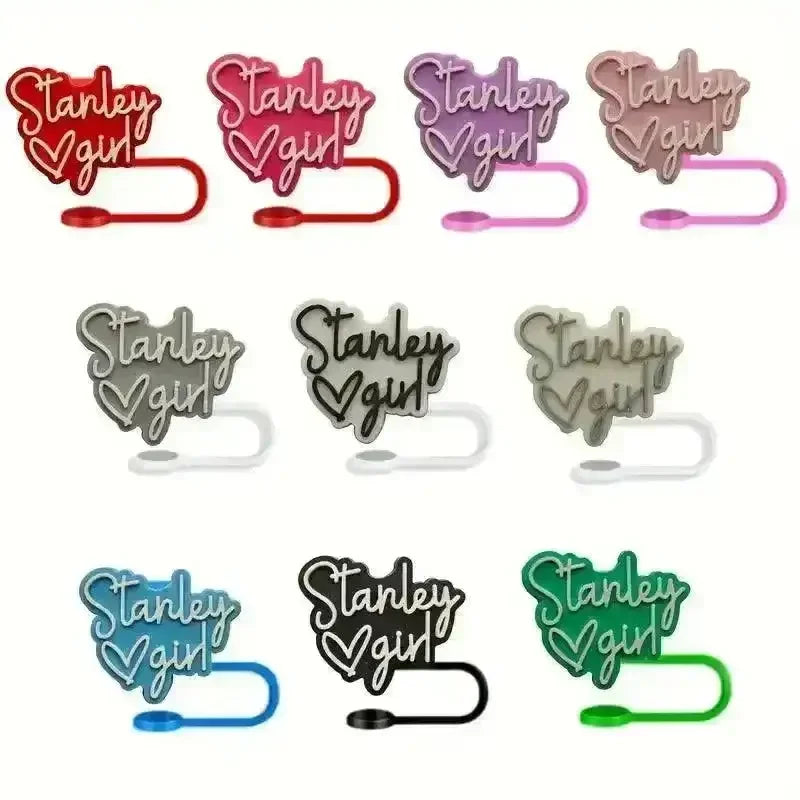 Stanley Girl Text Written Straw Toppers (Set of 4) - Bear Hugs