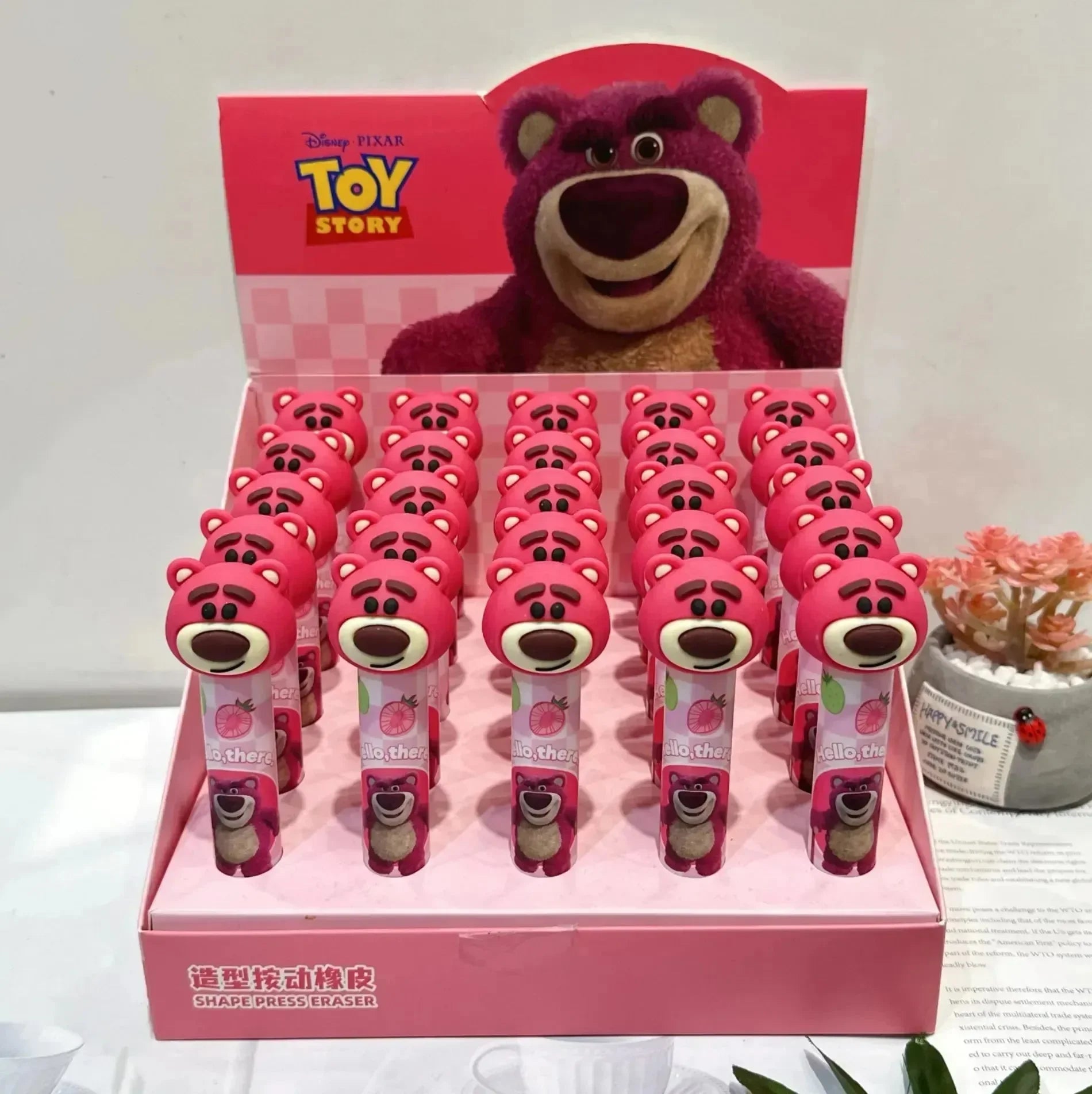 Strawberry Bear Push Eraser - Bear Hugs