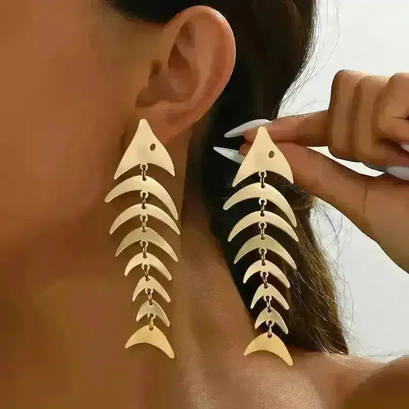 Stylish Fishbone Dangle Earrings - Bear Hugs