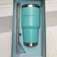 T&Co Big Blue Straw Insulated Steel Tumbler (700 ml) - Bear Hugs