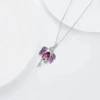 Teardrop-Shaped Rhinestone Dragon Pendant Necklace - Bear Hugs