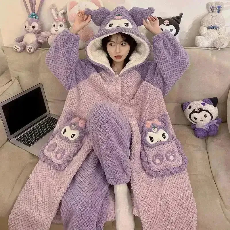 Thick Fleeced Cartoon Sanrio and Disney Pajama Set - Bear Hugs