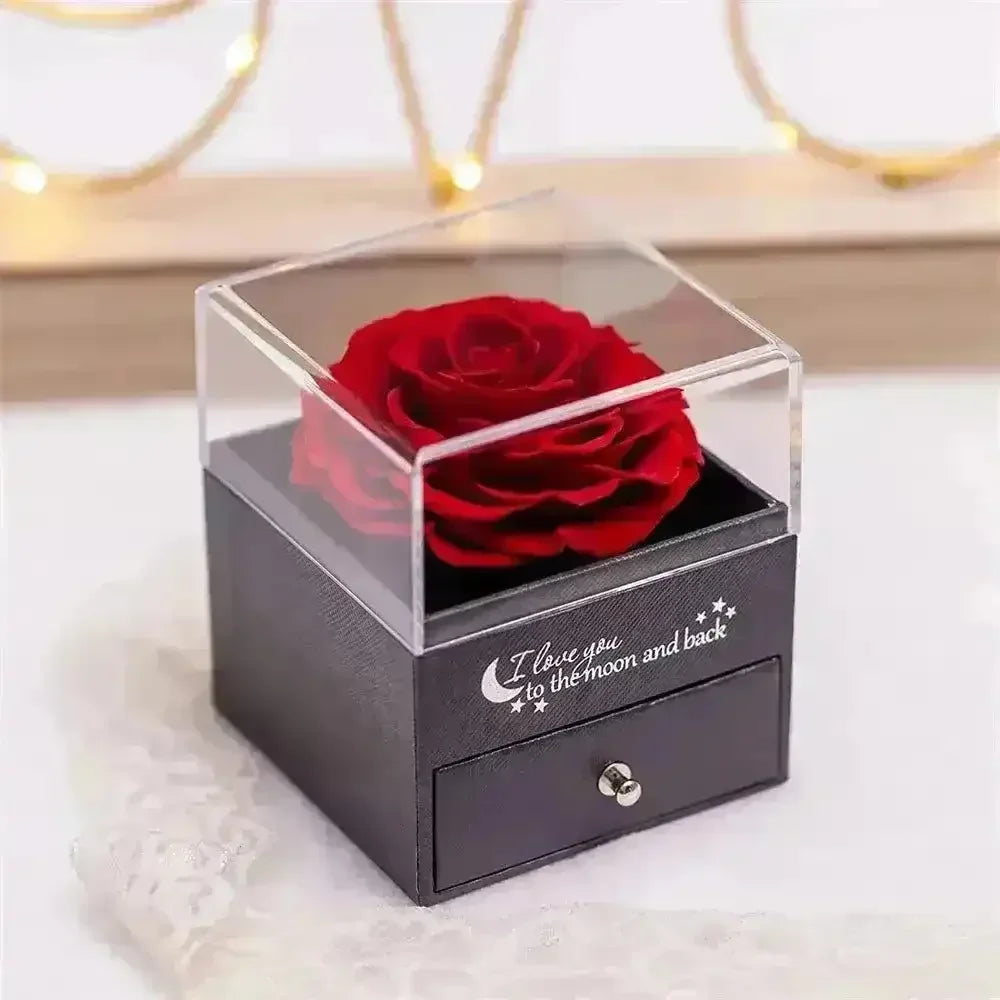 Timeless Rose Gift Box with Adorable Heart Pendant Necklace - Bear Hugs