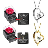 Timeless Rose Gift Box with Adorable Heart Pendant Necklace - Bear Hugs