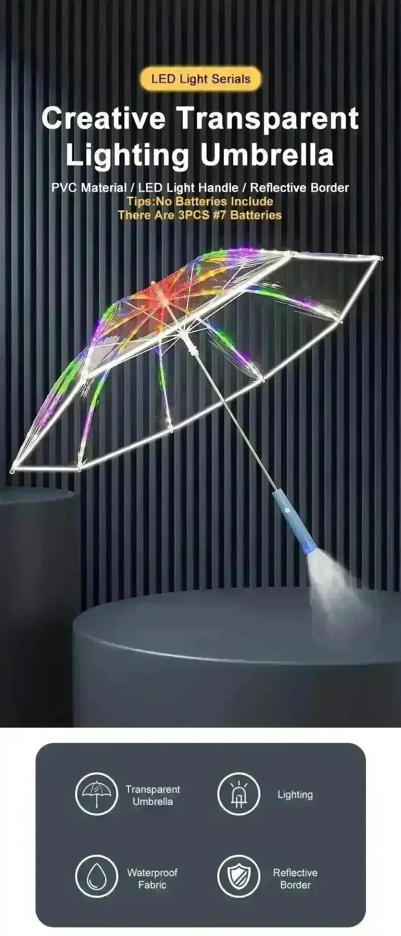 Transparent Led Ups Transparent LED Light-Up Umbrella