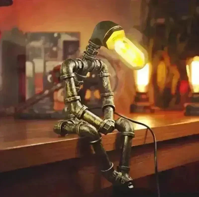 Unique Robot-Shaped Steampunk Desk Lamp - Bear Hugs