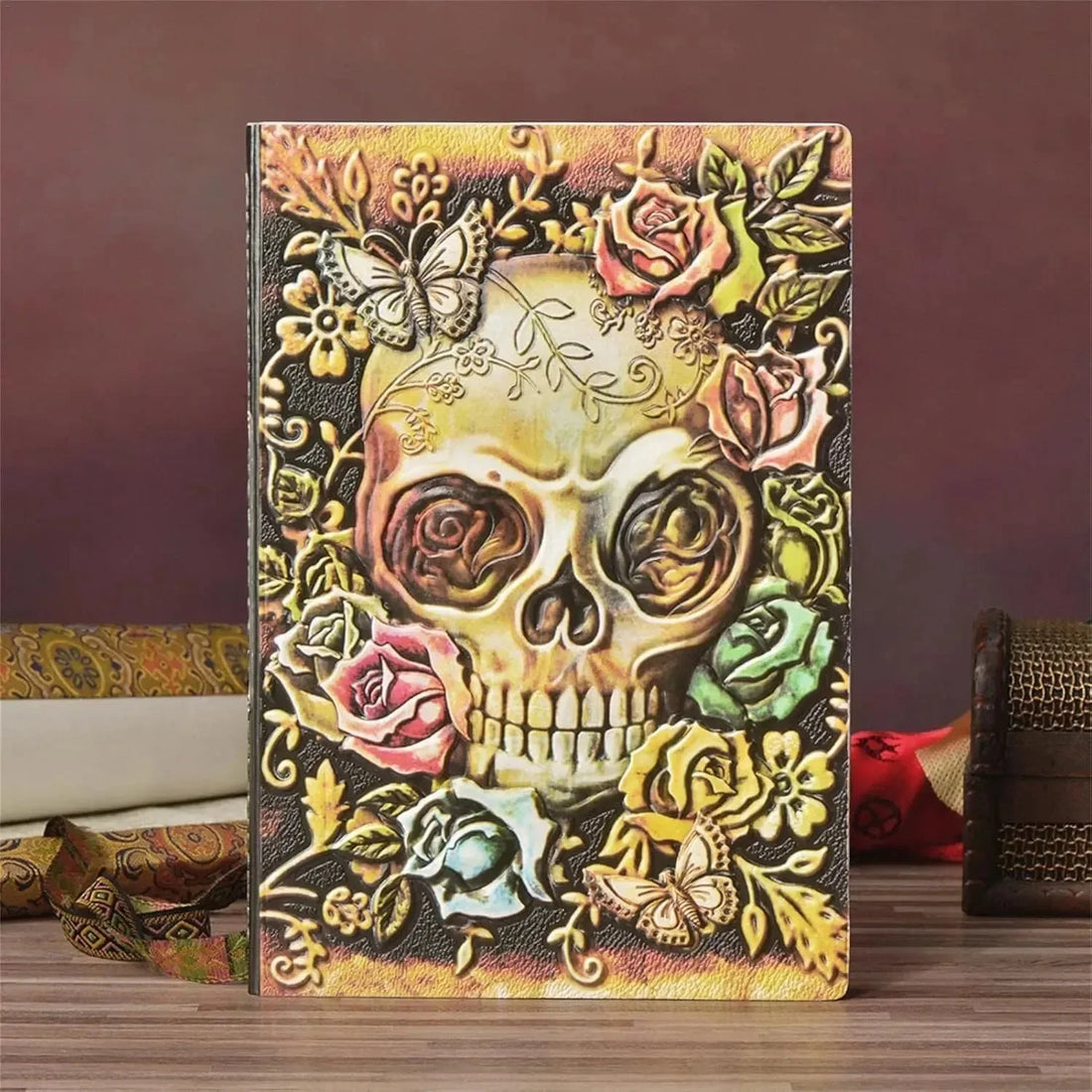 Vintage 3D Skull Embossed Notebook - Bear Hugs