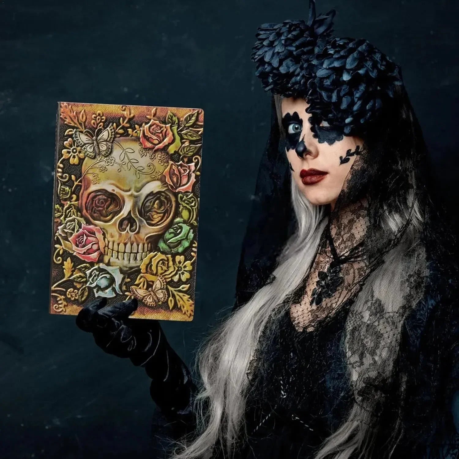 Vintage 3D Skull Embossed Notebook - Bear Hugs