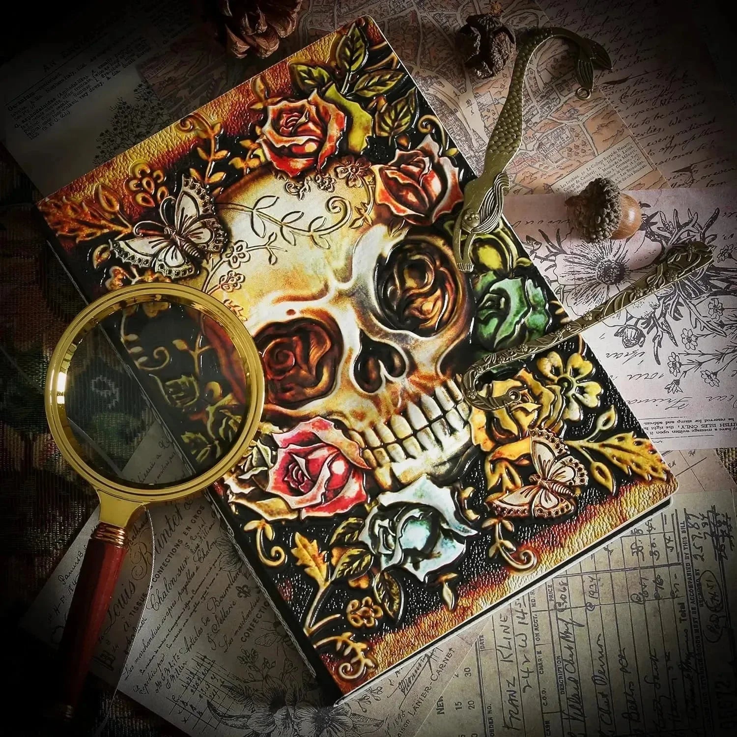 Vintage 3D Skull Embossed Notebook - Bear Hugs