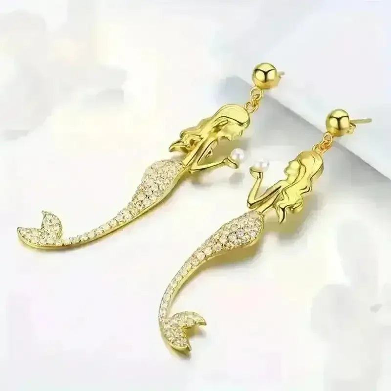 Vintage Mermaid Dangle Earrings - Bear Hugs