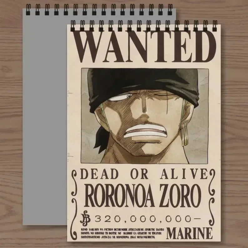 Wanted Roronoa Zoro A4 Sketchbook - Bear Hugs