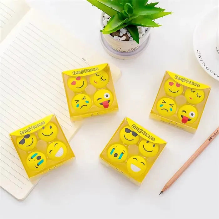 Whimsical Smiley Emoji Eraser (Pack of 4) - Bear Hugs