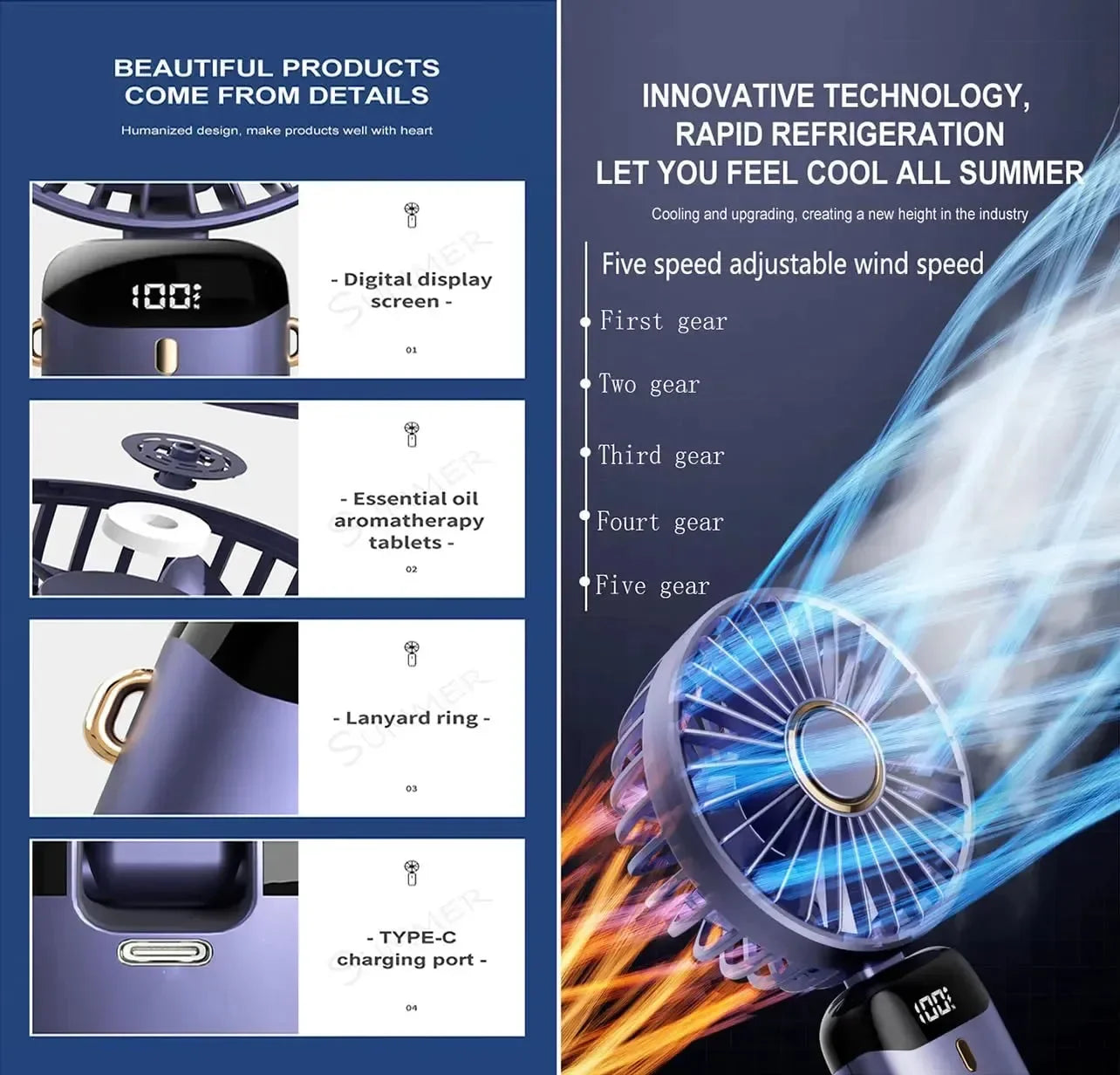 Whirlwind Go LED Portable Fan - Bear Hugs