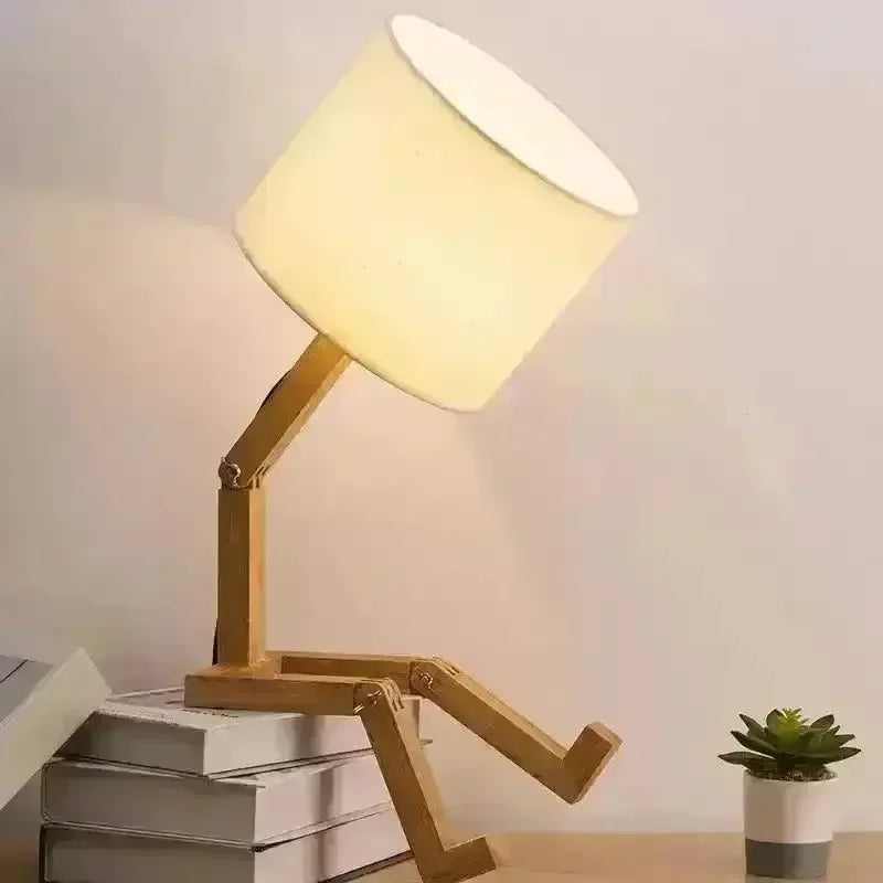 Wooden Pondering Novelty Table Lamp - Bear Hugs