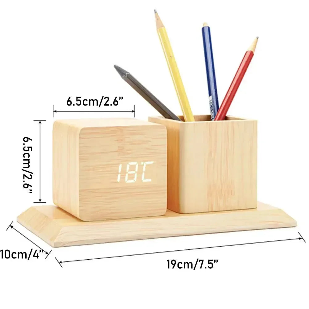 Woodland Wisdom Alarm Clock Pen Holder - Bear Hugs