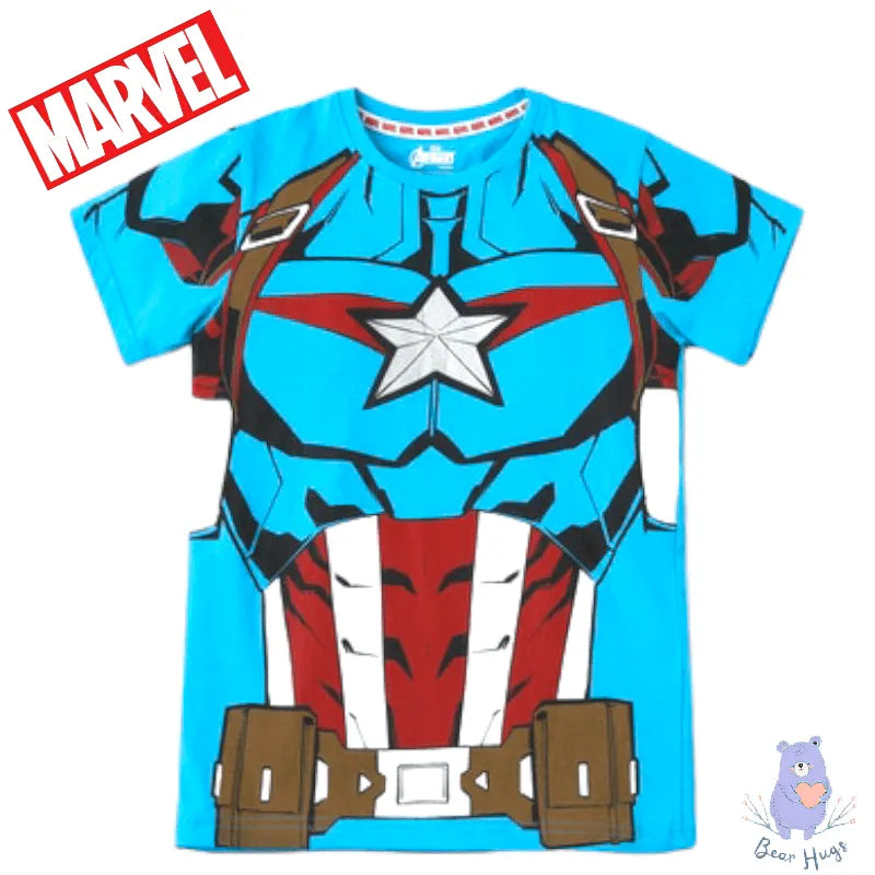 Captain America Print Round-Neck T-shirt - Bear Hugs