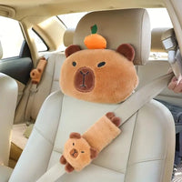 Capybara Car Headrest and Seatbelt Protector - Bear Hugs