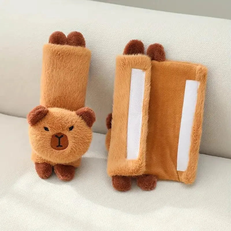 Capybara Car Headrest and Seatbelt Protector - Bear Hugs