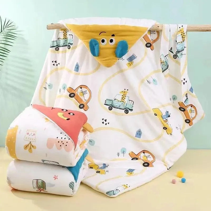 Cartoon Print Baby Swaddler Blanket - Bear Hugs