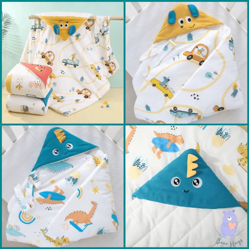 Cartoon Print Baby Swaddler Blanket - Bear Hugs