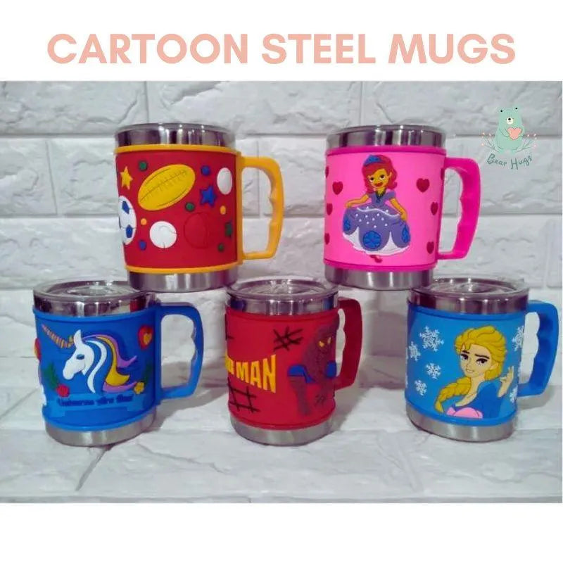 Cartoon Steel Mugs with Lid (350 ml) - Bear Hugs