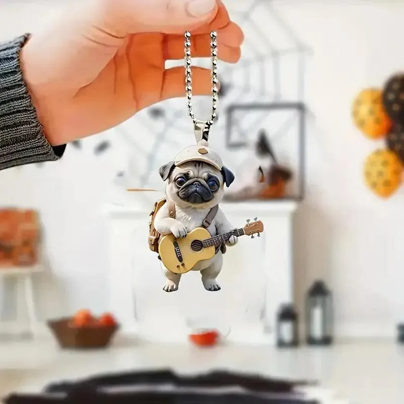 Charming Acrylic Pug Dog Keychain - Bear Hugs