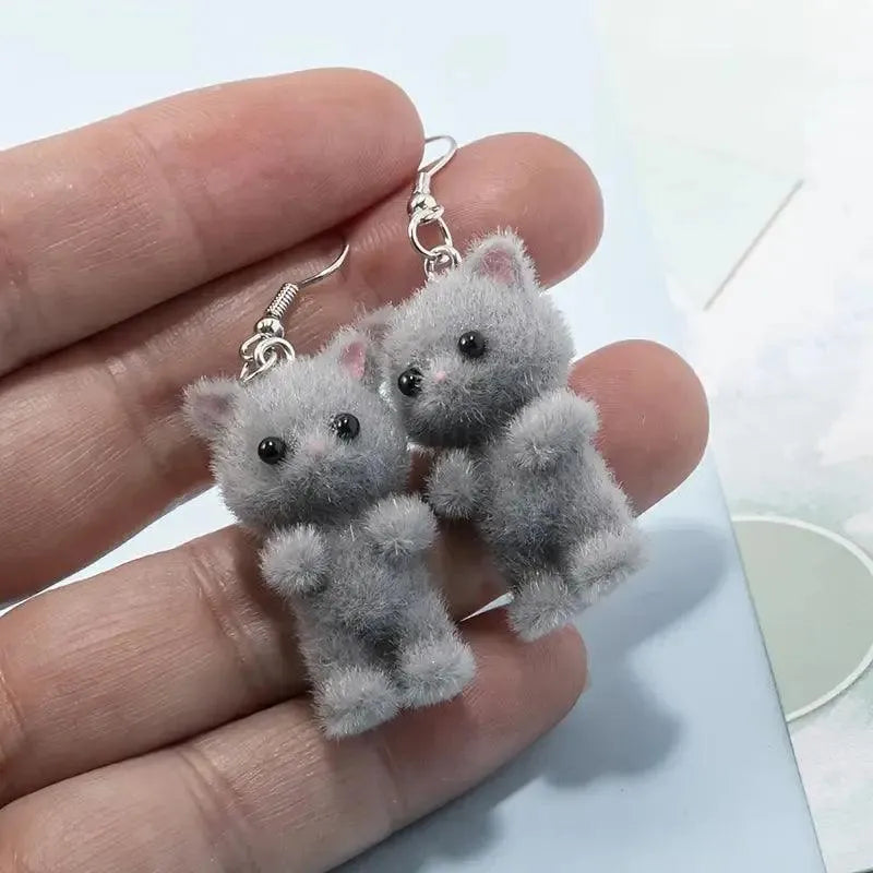 Charming Resin 3D Cat Earrings - Bear Hugs