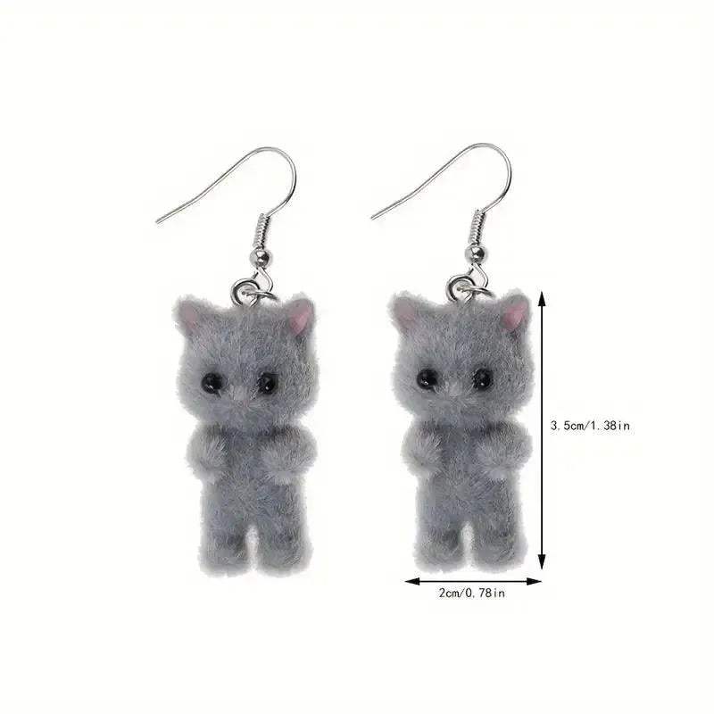 Charming Resin 3D Cat Earrings - Bear Hugs