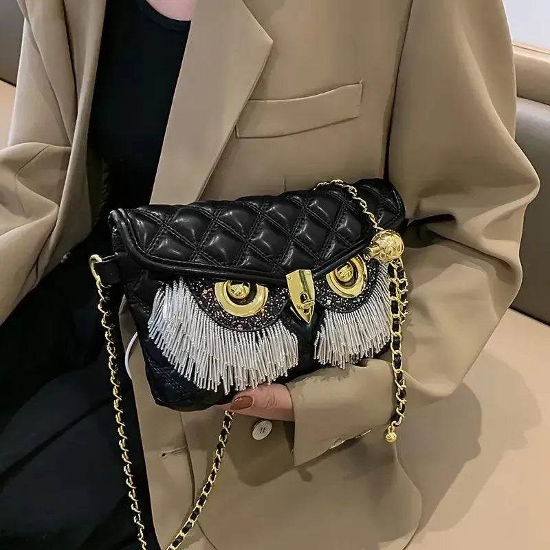 Chic Owl-Shaped Quilted Crossbody Bag - Bear Hugs