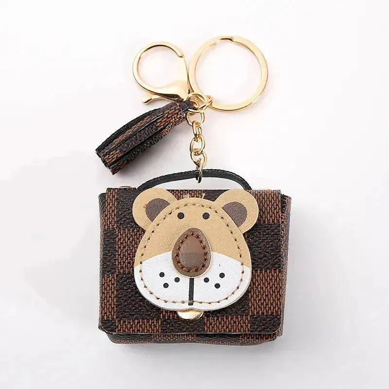 Premium Leather Lion Coin Purse Keychain