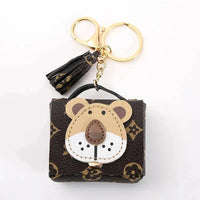 Premium Leather Lion Coin Purse Keychain