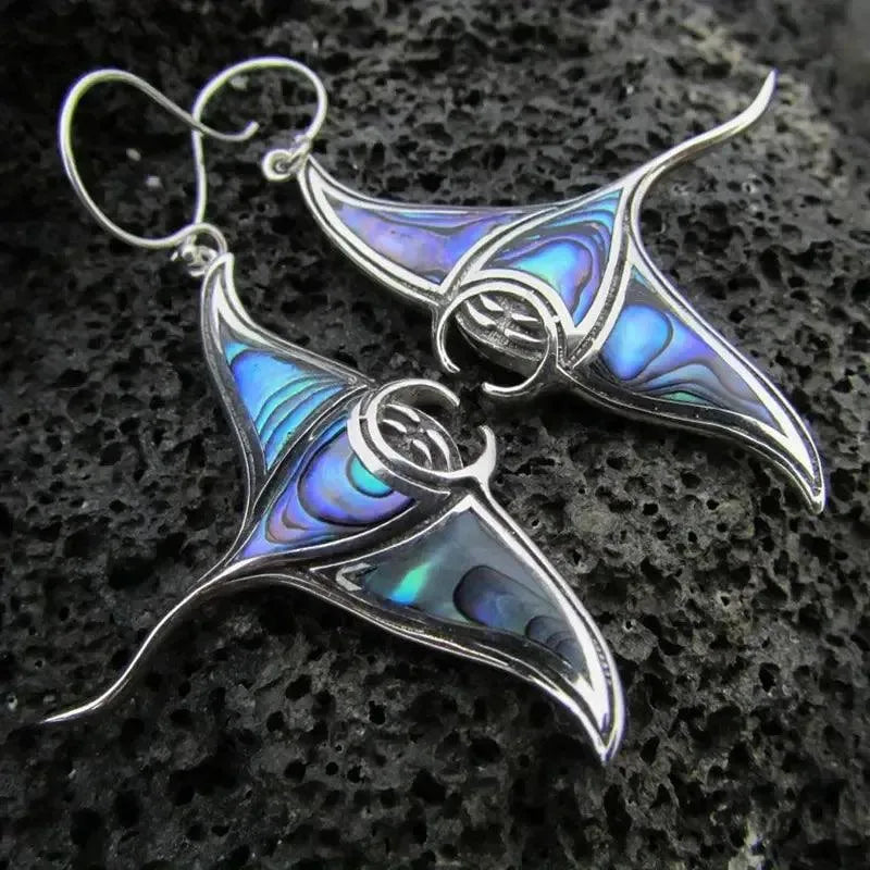 Colorful Manta Ray Fish Dangle Earrings - Bear Hugs