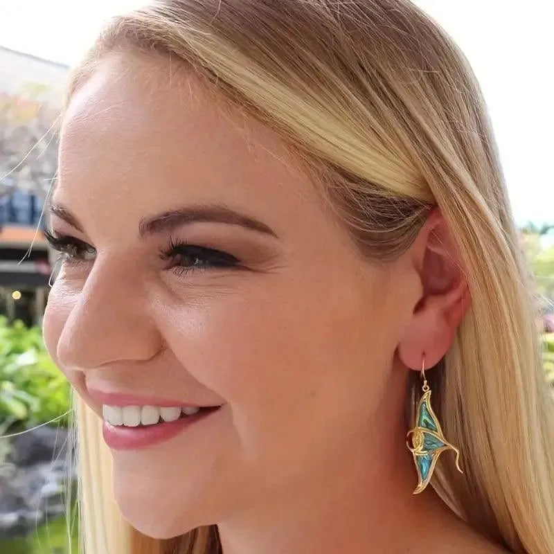 Colorful Manta Ray Fish Dangle Earrings - Bear Hugs