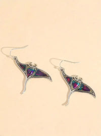 Colorful Manta Ray Fish Dangle Earrings - Bear Hugs