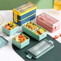 Colourful Double Layered Bento Box - Bear Hugs