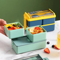 Colourful Double Layered Bento Box - Bear Hugs