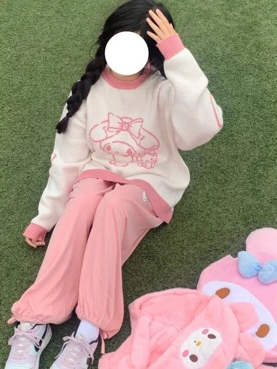 Cozy Kawaii Pastel Knit Pullovers - Bear Hugs