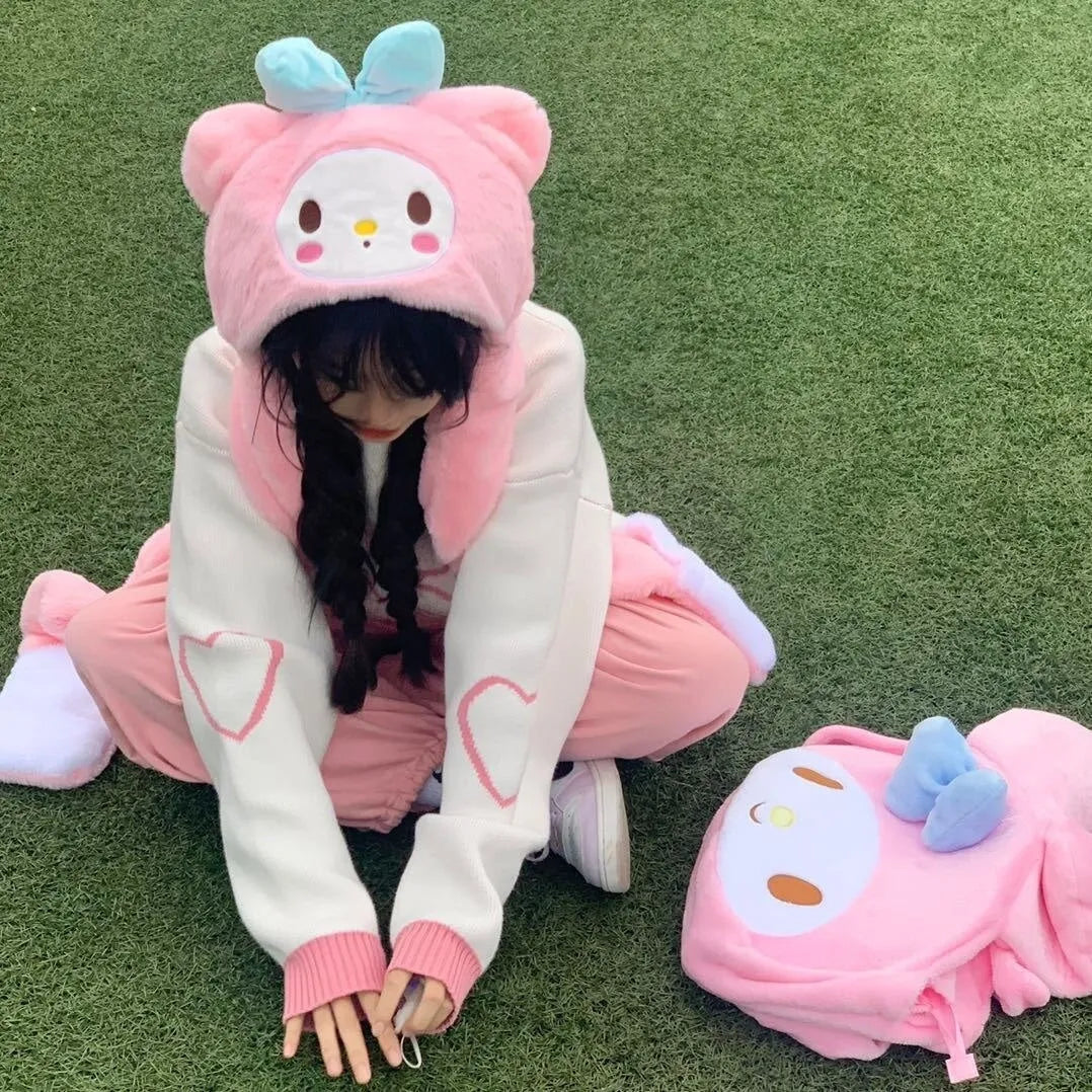 Cozy Kawaii Pastel Knit Pullovers - Bear Hugs